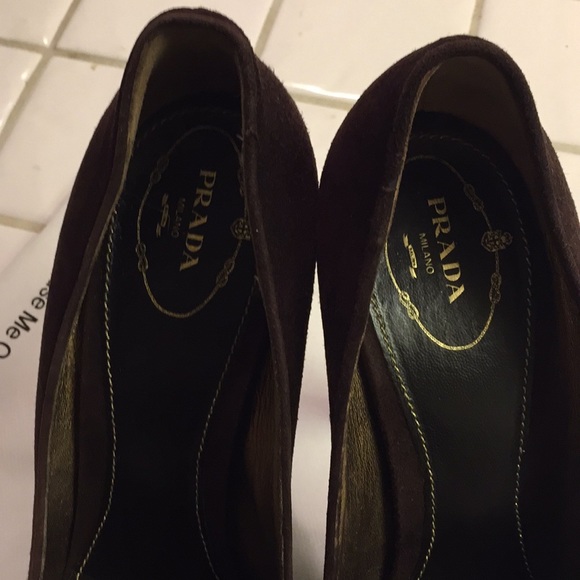 Prada Suede Peep Toe Heels - Picture 3 of 9
